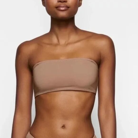 SKIMS Shaping Swim Bandeau Top Lot 2 Onyx Sienna Womens 3X - Picture 13 of 14